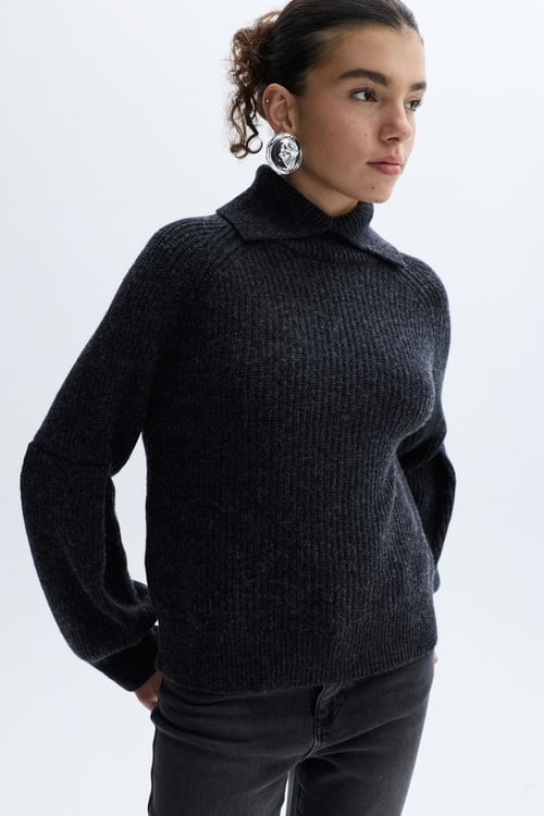 LOOSE FIT DİK YAKA YÜNLÜ KAZAK