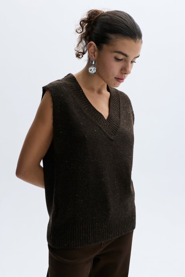 LOOSE FIT TEKSTÜRLÜ V YAKA SÜVETER