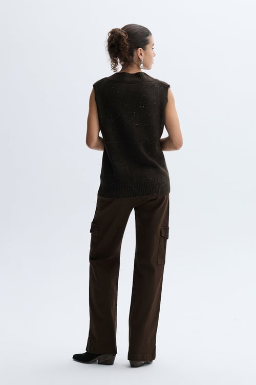 LOOSE FIT TEKSTÜRLÜ V YAKA SÜVETER