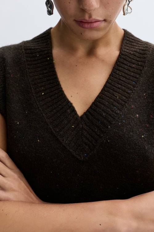 LOOSE FIT TEKSTÜRLÜ V YAKA SÜVETER