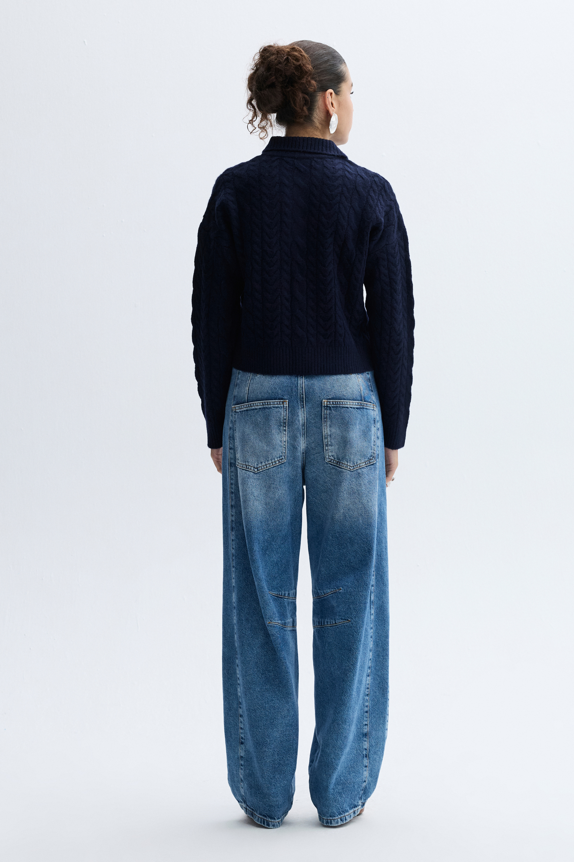 POLO YAKA SAÇ ÖRGÜLÜ KAZAK