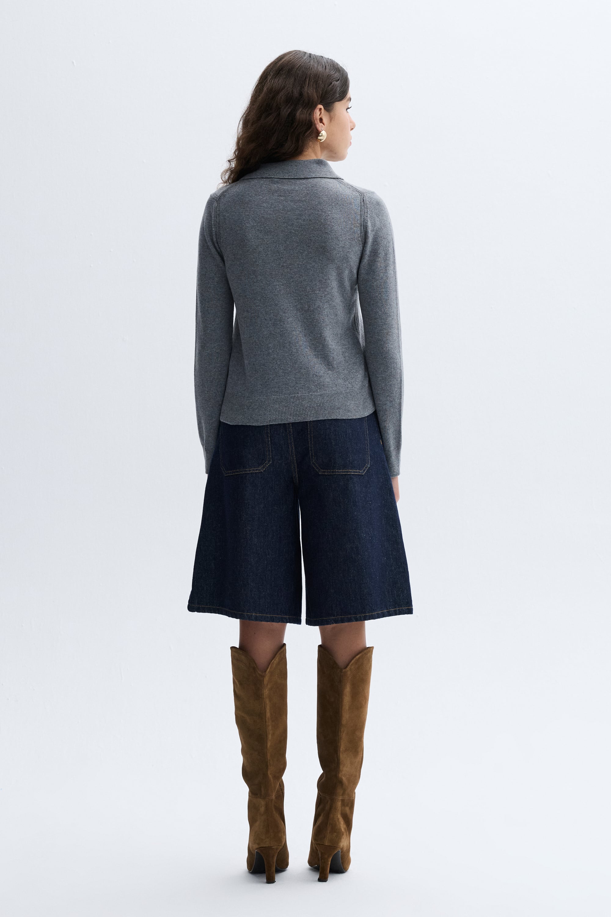 POLO YAKA CEPLİ YÜN KARIŞIMLI KAZAK