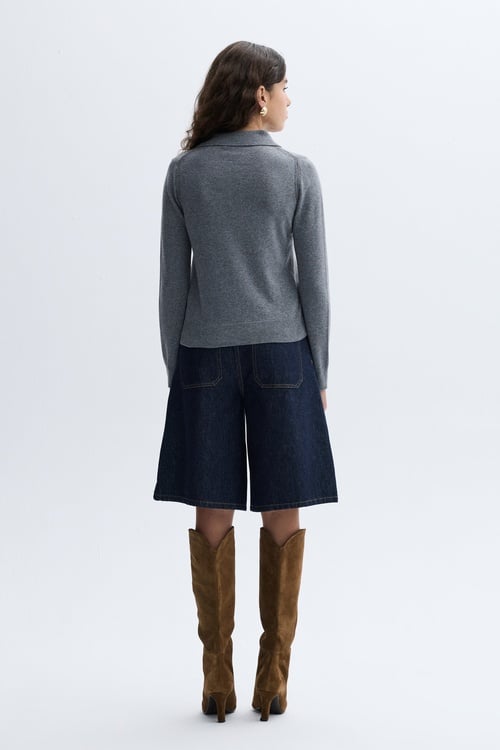 POLO YAKA CEPLİ YÜN KARIŞIMLI KAZAK