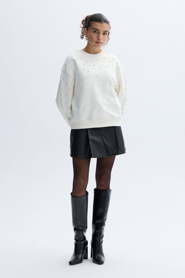 DERİ GÖRÜNÜMLÜ PİLELİ MİNİ ETEK