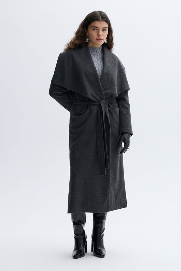 OVERSIZE KEMERLİ UZUN PALTO