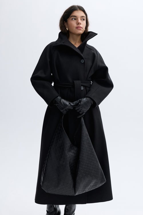  DİK YAKA KUŞAKLI UZUN KAŞE KABAN