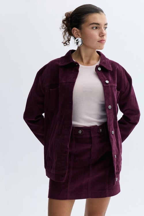 OVERSIZE KADİFE DOKULU TRUCKER CEKET