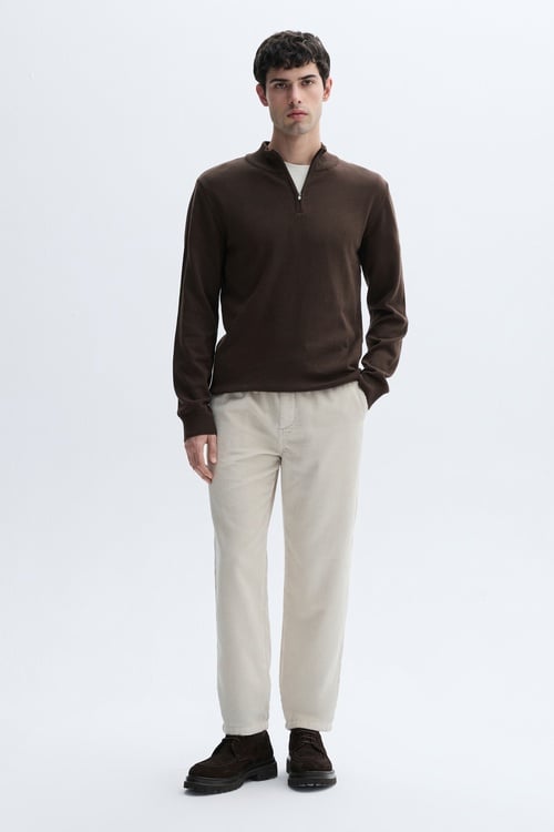 BELİ BAĞLAMALI TAPERED FIT KADİFE PANTOLON