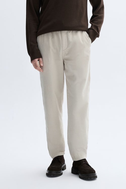 BELİ BAĞLAMALI TAPERED FIT KADİFE PANTOLON