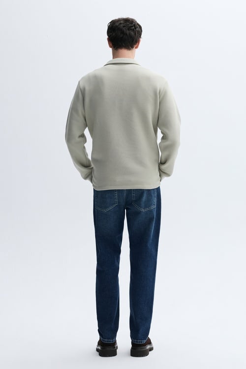 FERMUARLI DİK YAKA NAKIŞLI OVERSIZE SWEATSHIRT