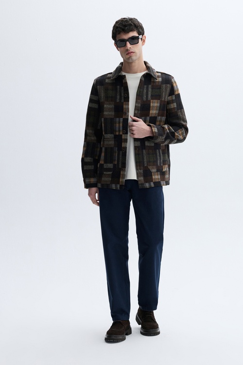 JAKARLI YÜN KARIŞIMLI CASUAL CEKET