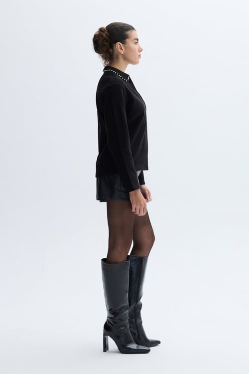 TAŞLI POLO YAKA SWEATSHIRT