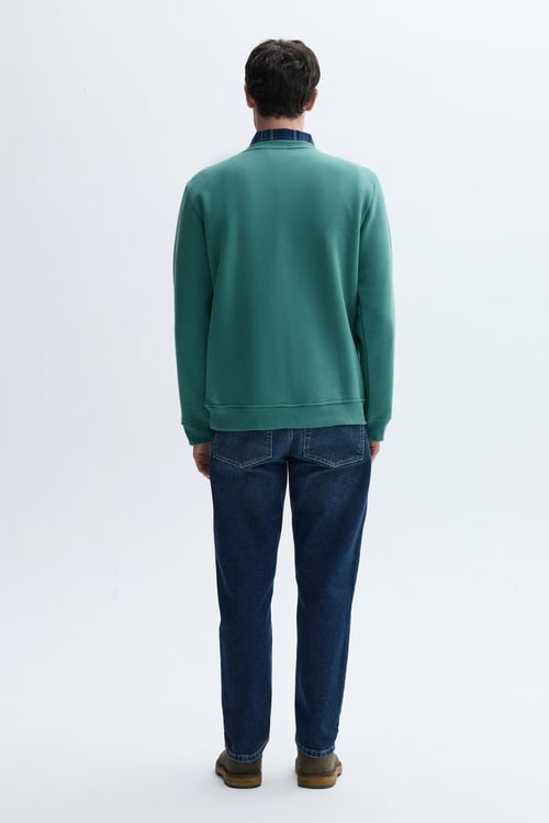 NAKIŞLI BİSİKLET YAKA SWEATSHIRT