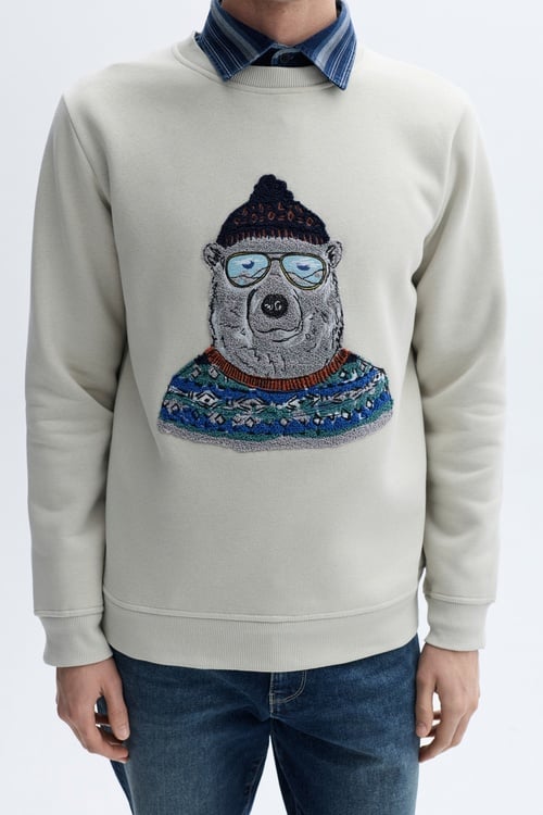 NAKIŞLI BİSİKLET YAKA SWEATSHIRT