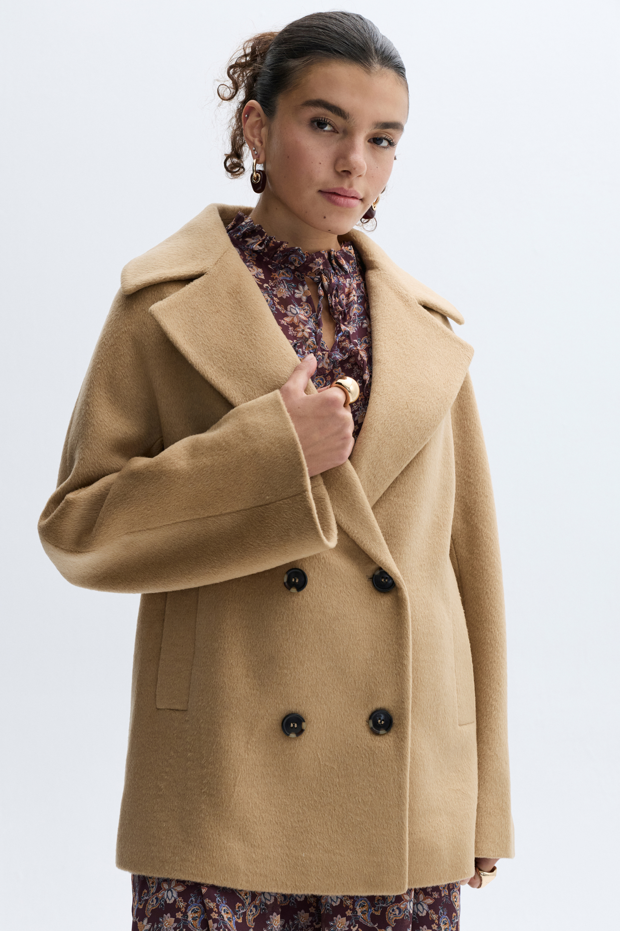 LOOSE FIT KISA YÜN KARIŞIMLI PALTO