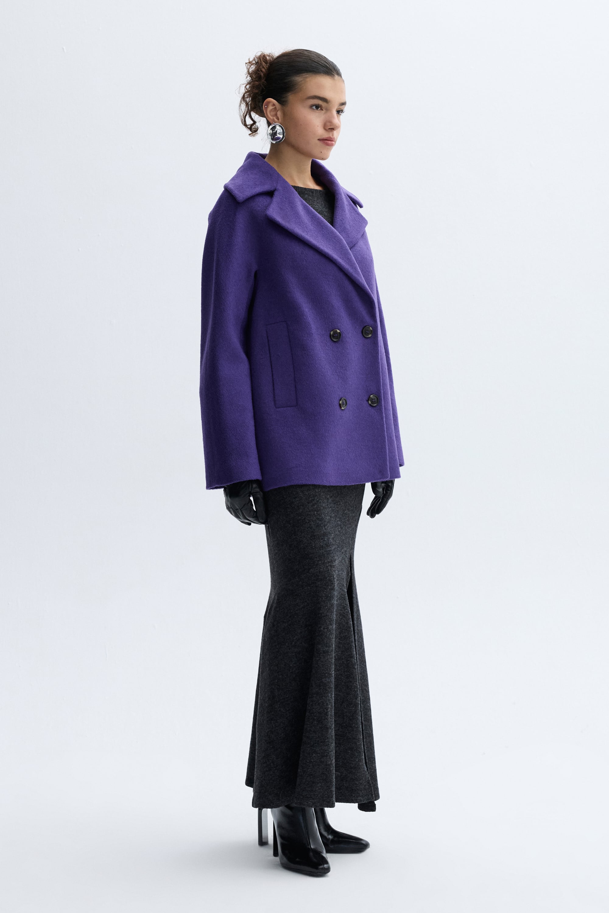 LOOSE FIT KISA YÜN KARIŞIMLI PALTO