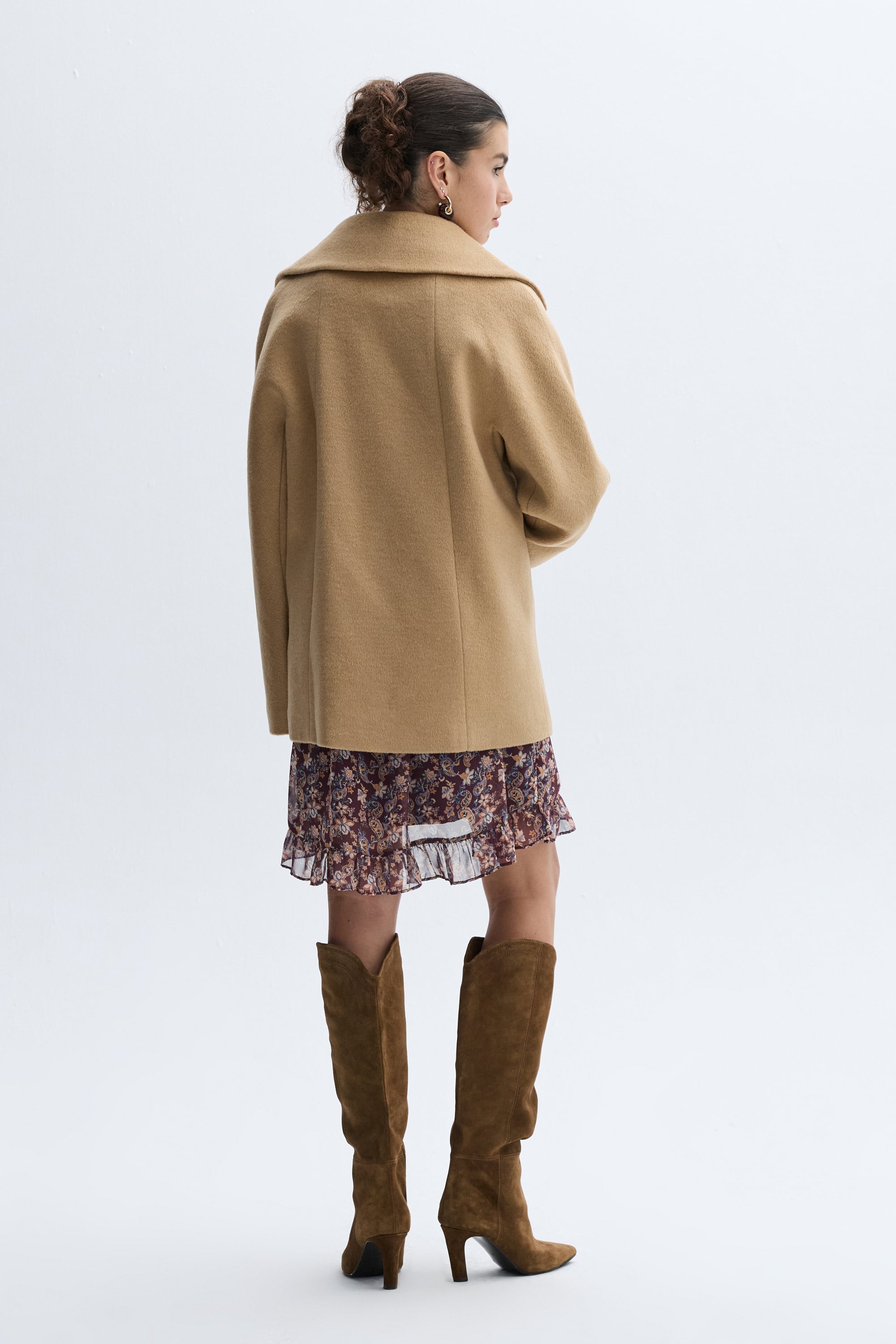 LOOSE FIT KISA YÜN KARIŞIMLI PALTO
