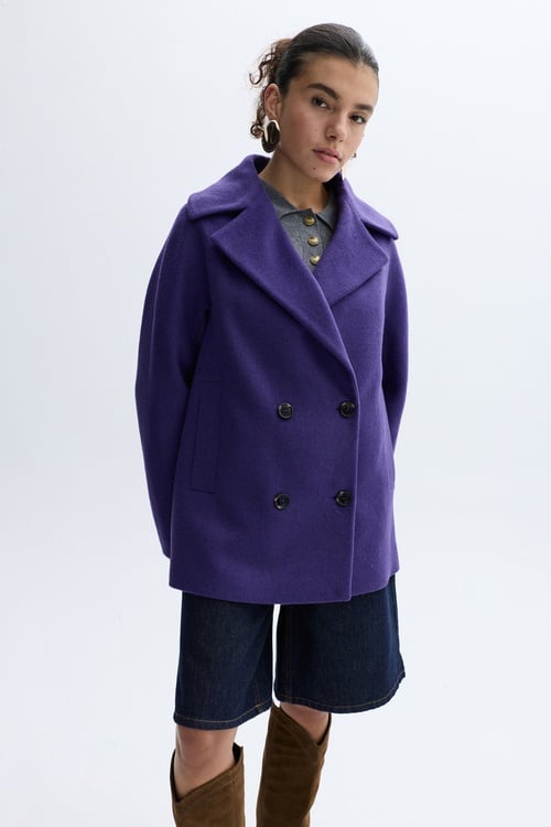 LOOSE FIT KISA YÜN KARIŞIMLI PALTO