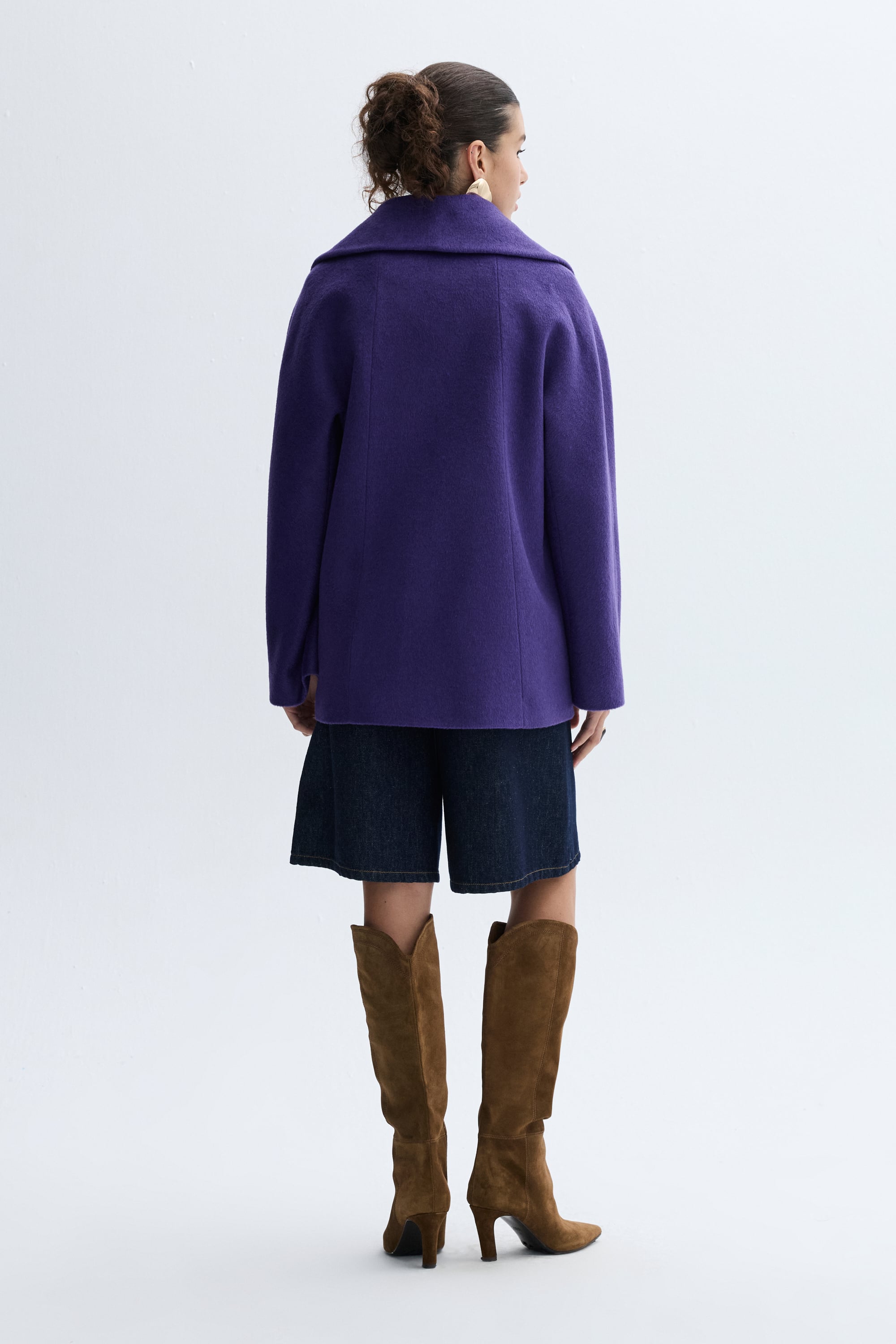 LOOSE FIT KISA YÜN KARIŞIMLI PALTO