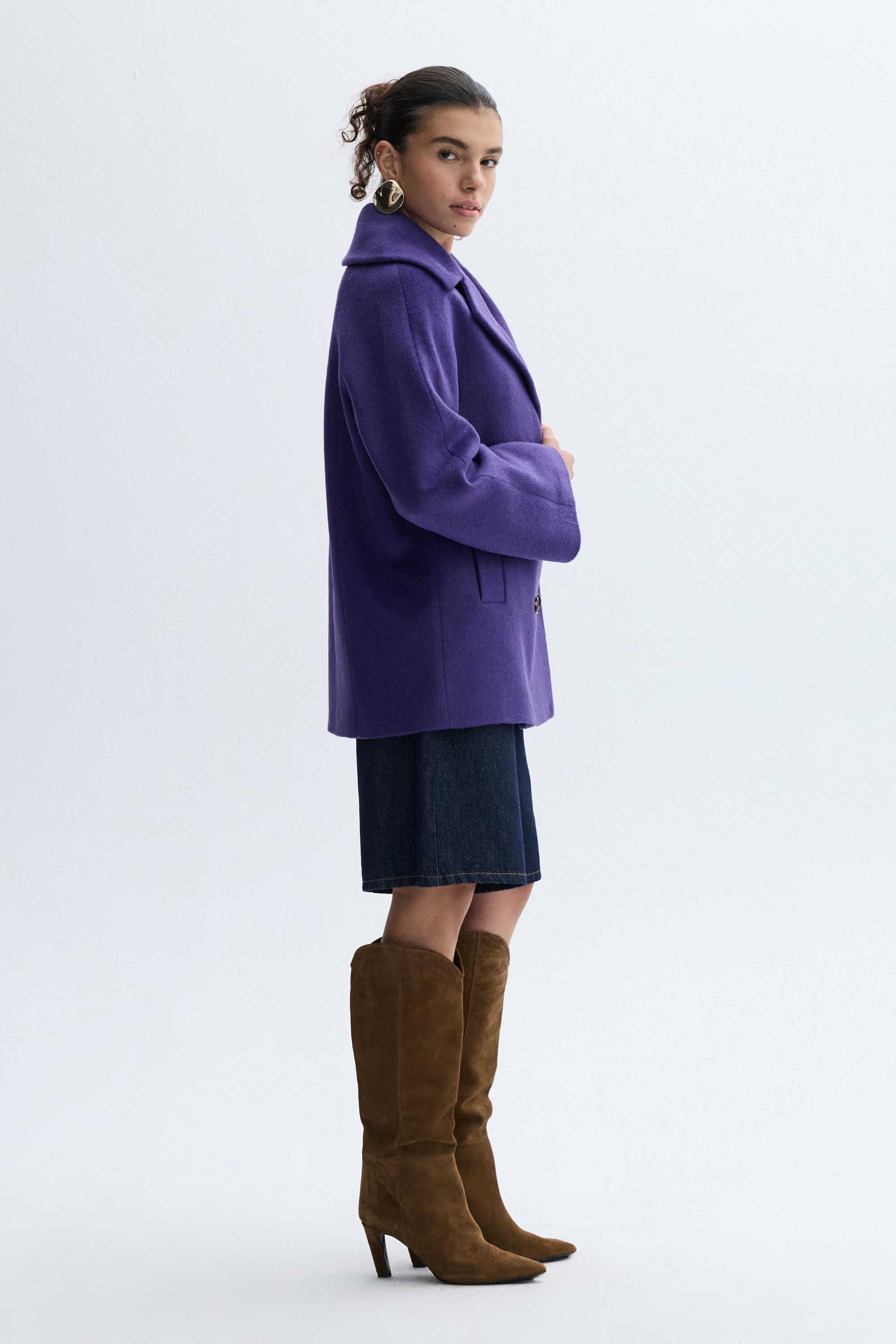 LOOSE FIT KISA YÜN KARIŞIMLI PALTO