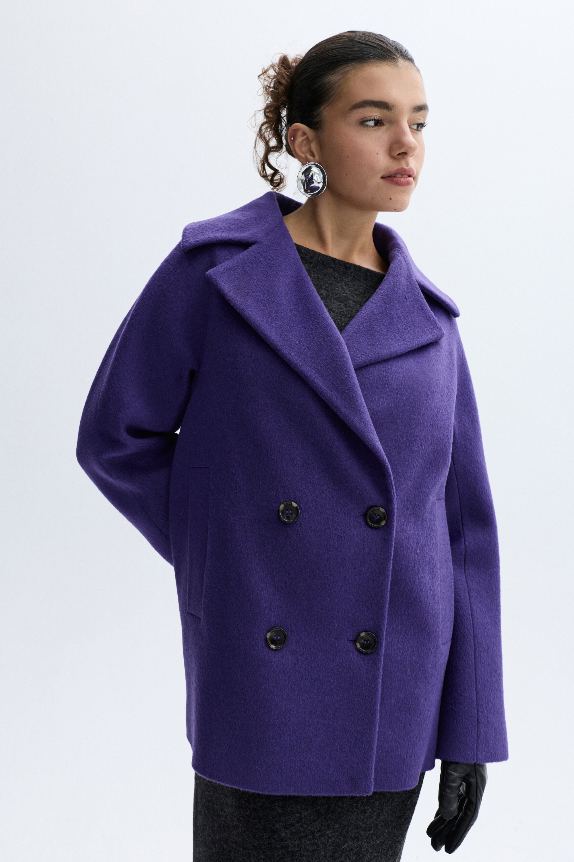 LOOSE FIT KISA YÜN KARIŞIMLI PALTO