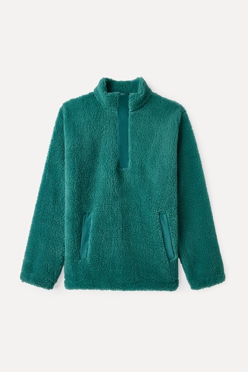 COMFORT FIT DİK YAKA PELÜŞ SWEATSHIRT