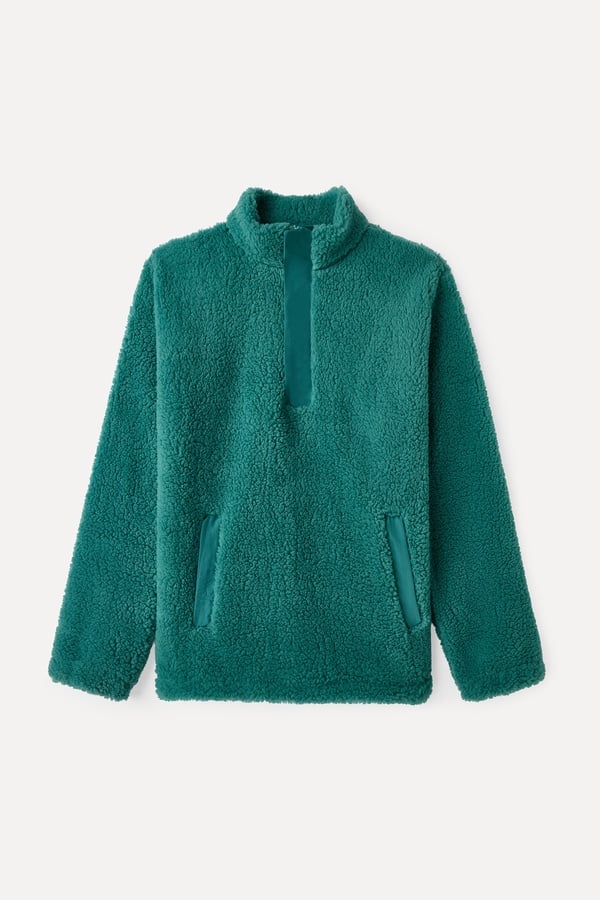 COMFORT FIT DİK YAKA PELÜŞ SWEATSHIRT