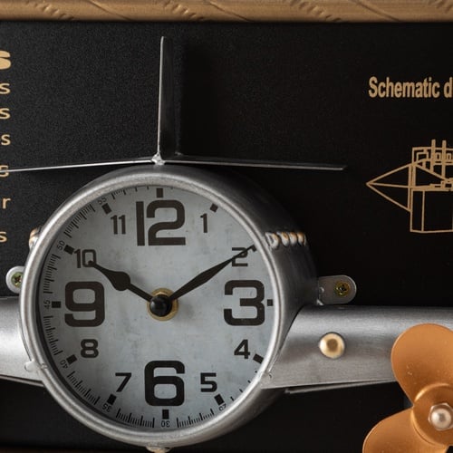  AIRPLANE SILVER DUVAR SAATİ 78X8X21CM