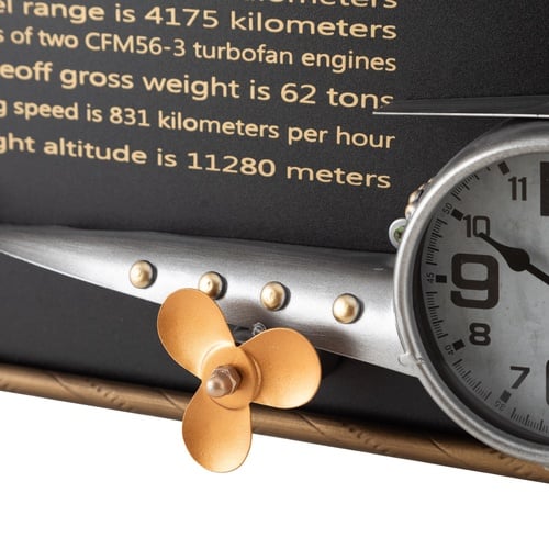  AIRPLANE SILVER DUVAR SAATİ 78X8X21CM