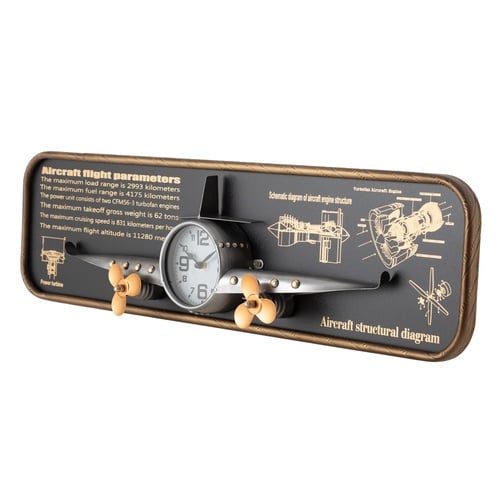 AIRPLANE SILVER DUVAR SAATİ 78X8X21CM