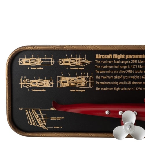 AIRPLANE KIRMIZI DUVAR SAATİ 78X8X21CM