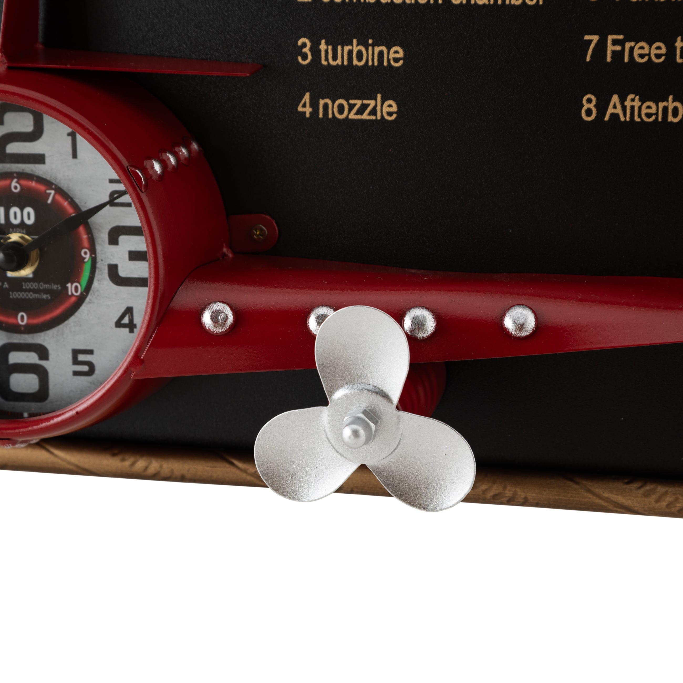 AIRPLANE KIRMIZI DUVAR SAATİ 78X8X21CM