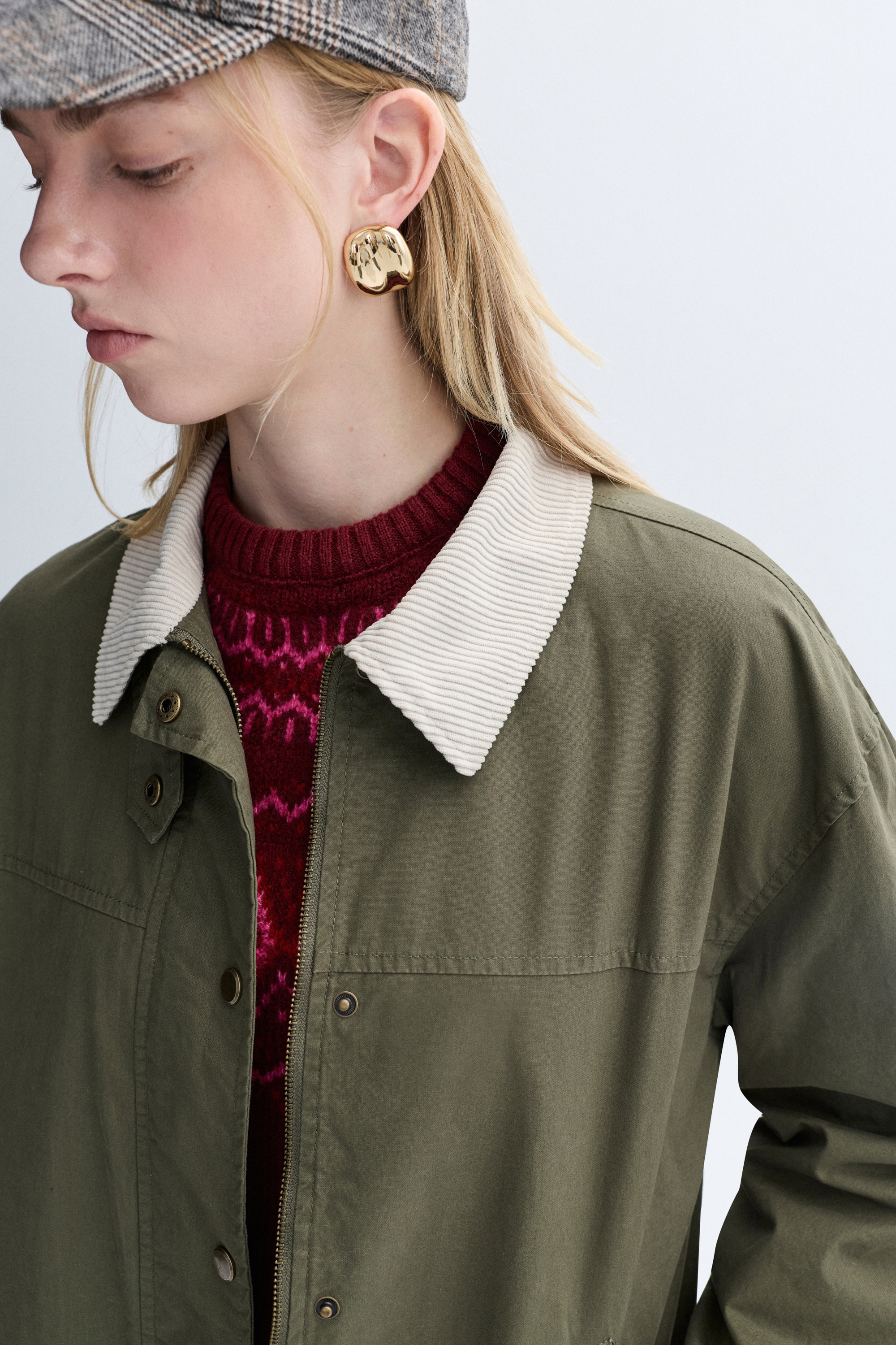 KADİFE YAKA OVERSIZE MONT CEKET