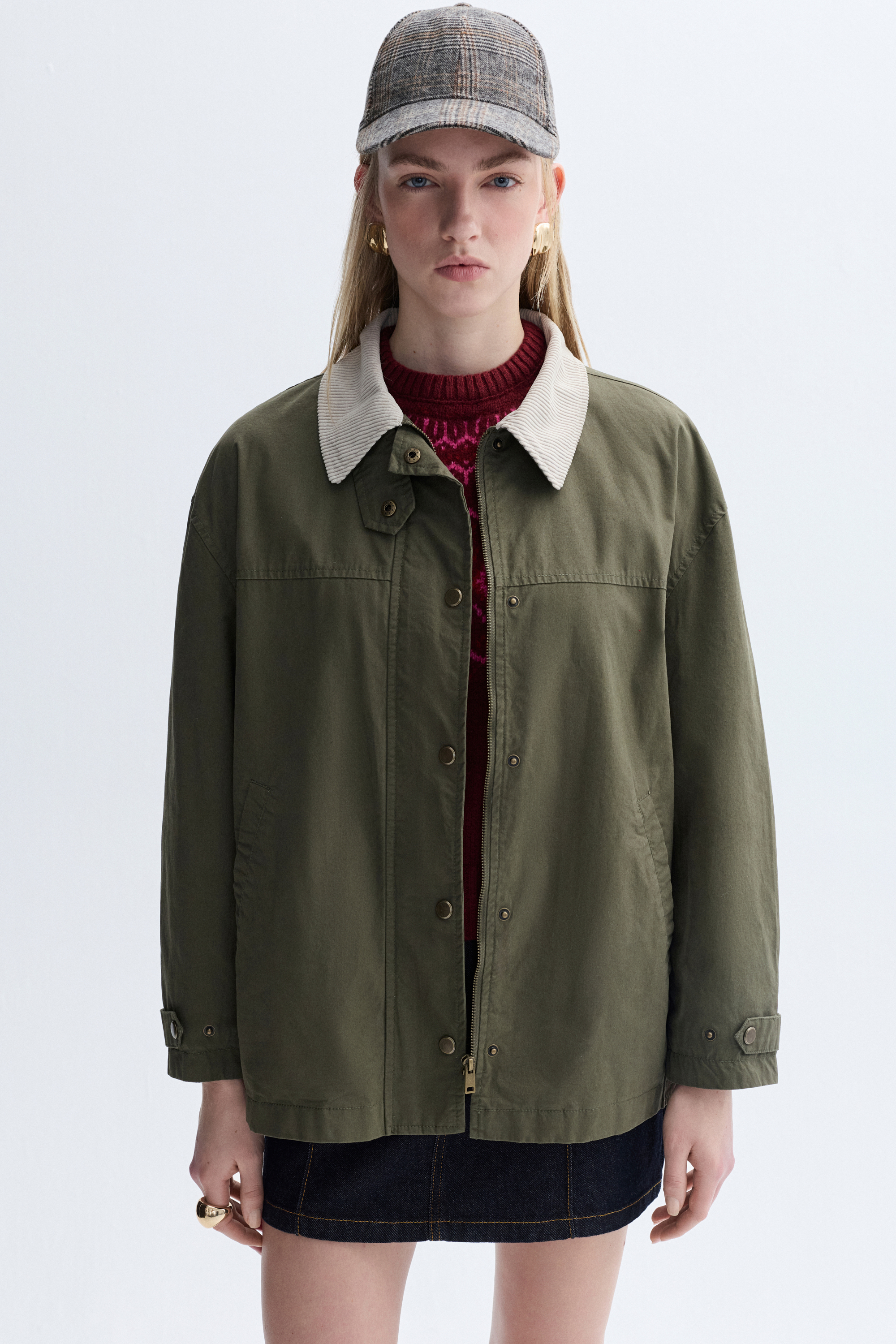 KADİFE YAKA OVERSIZE MONT CEKET