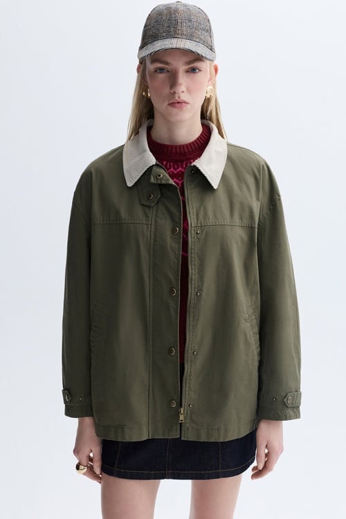 KADİFE YAKA OVERSIZE MONT CEKET