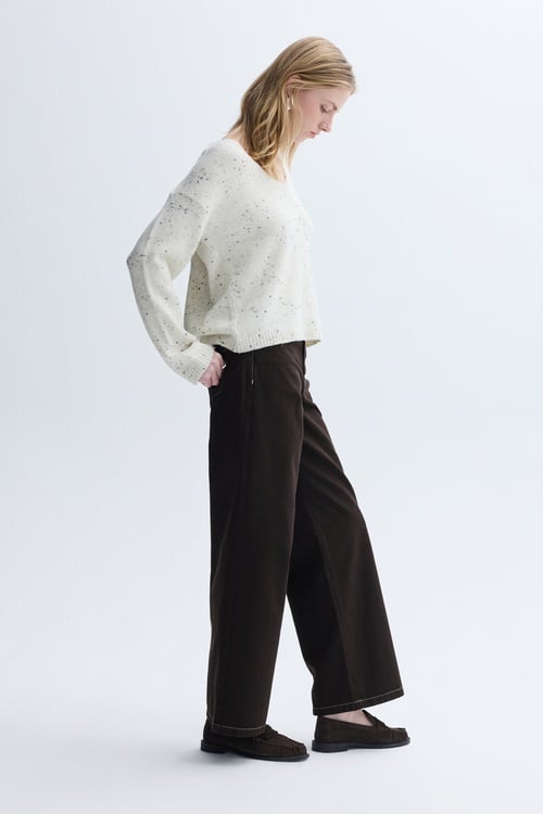 TEKSTÜRLÜ V YAKA LOOSE FIT KAZAK