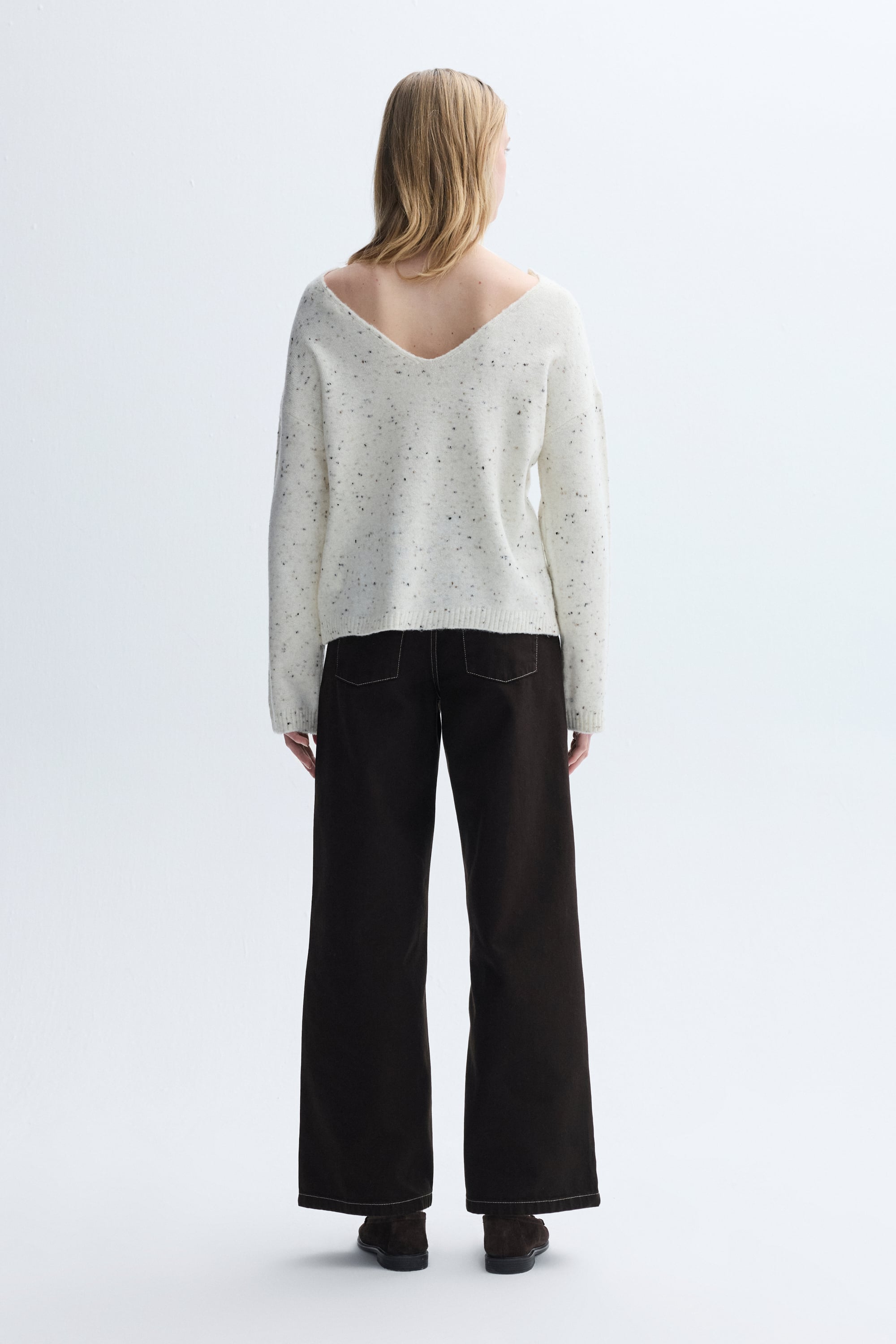 TEKSTÜRLÜ V YAKA LOOSE FIT KAZAK