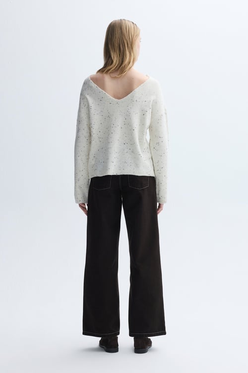 TEKSTÜRLÜ V YAKA LOOSE FIT KAZAK