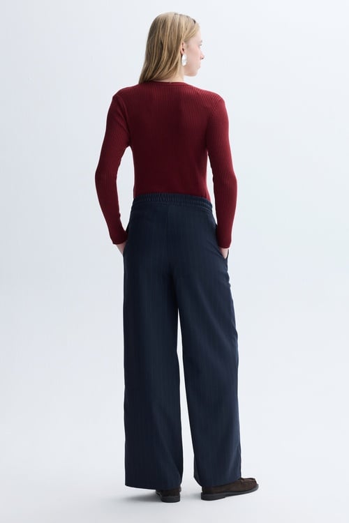 NERVÜR DİKİŞLİ ÇİZGİLİ WIDE LEG PANTOLON