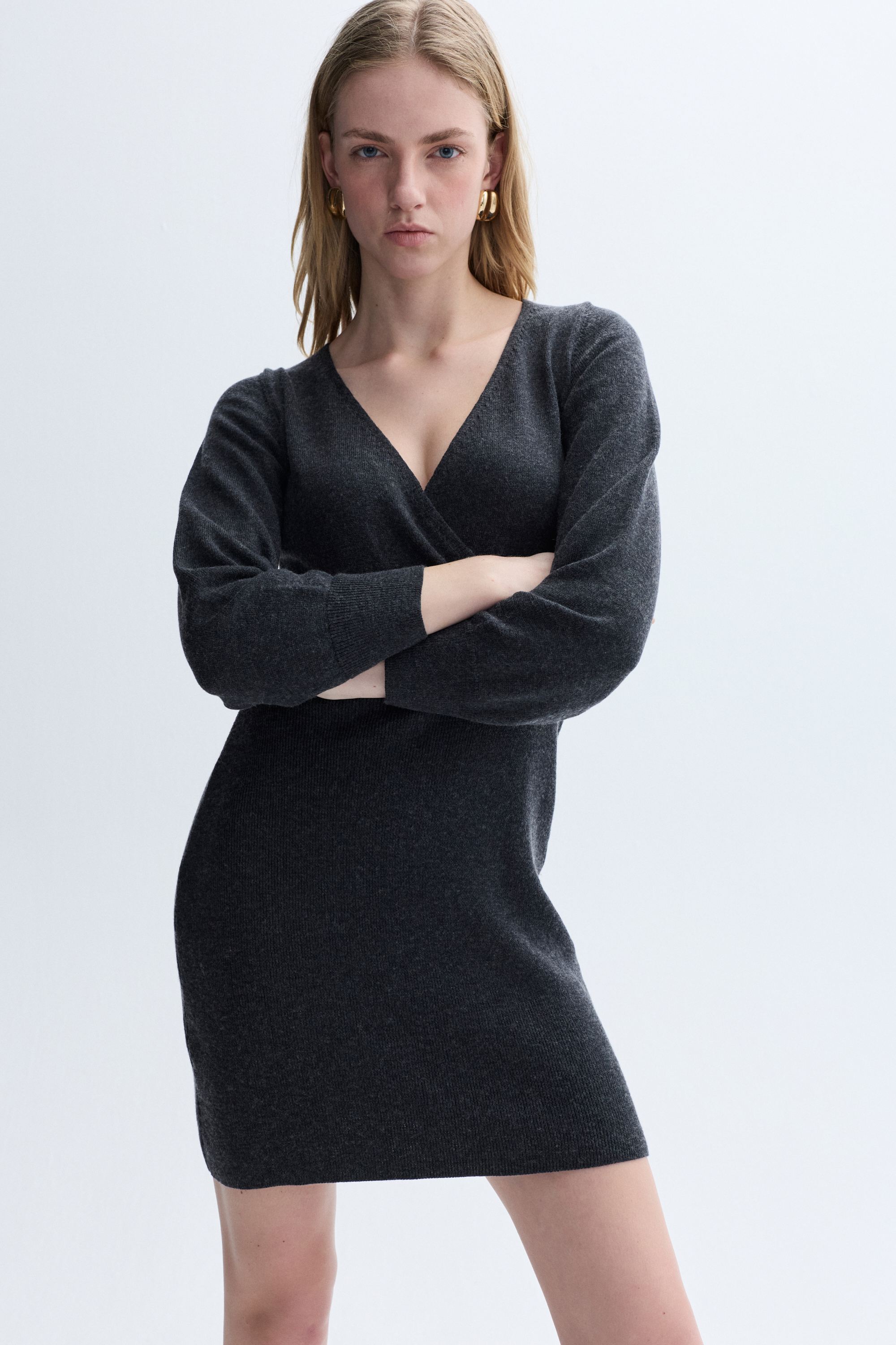 ANVELOP YAKA TRİKO MİNİ ELBİSE