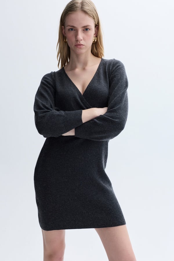 ANVELOP YAKA TRİKO MİNİ ELBİSE