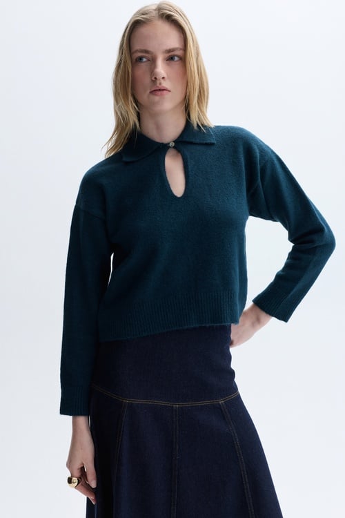 DÜĞMELİ POLO YAKA KAZAK