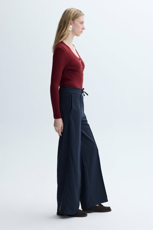 NERVÜR DİKİŞLİ ÇİZGİLİ WIDE LEG PANTOLON