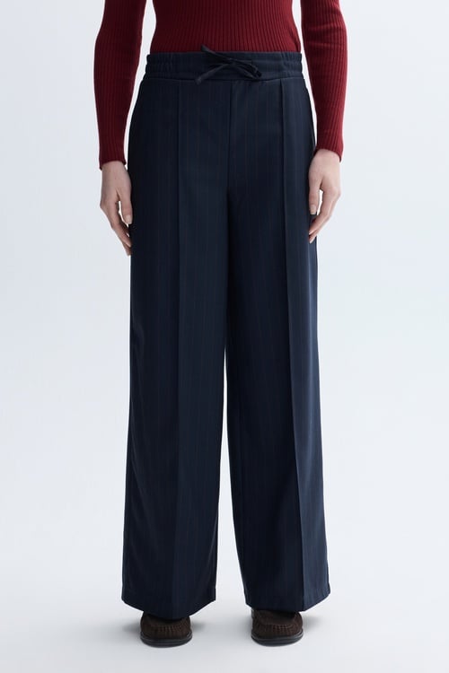 NERVÜR DİKİŞLİ ÇİZGİLİ WIDE LEG PANTOLON