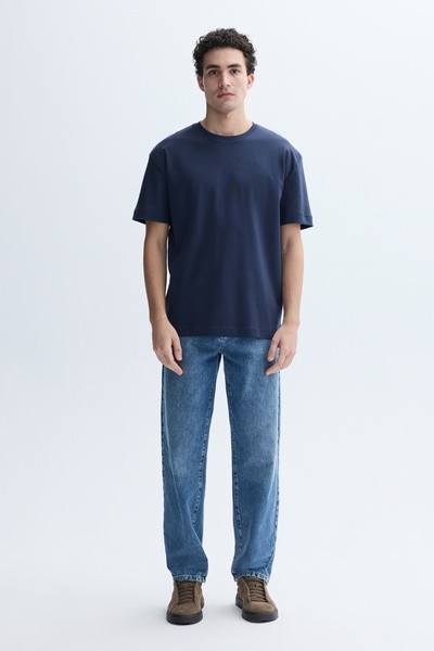 Mudo Erkek Lacivert Comfort Fit Bisiklet Yaka T-Shirt