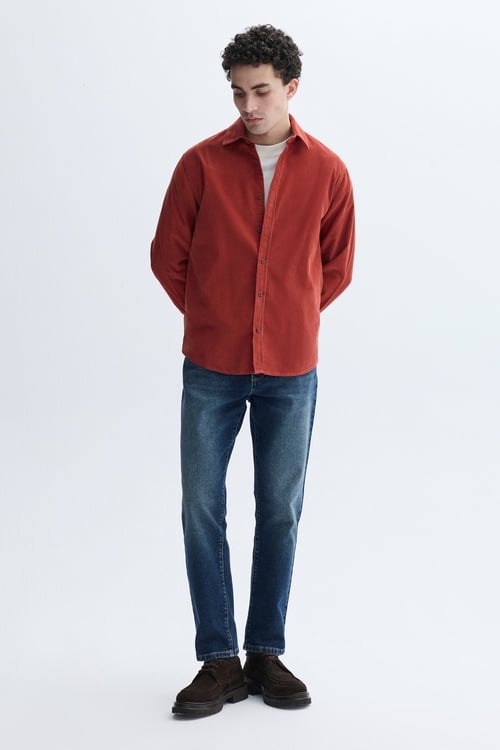 REGULAR FIT UZUN KOLLU KADİFE GÖMLEK