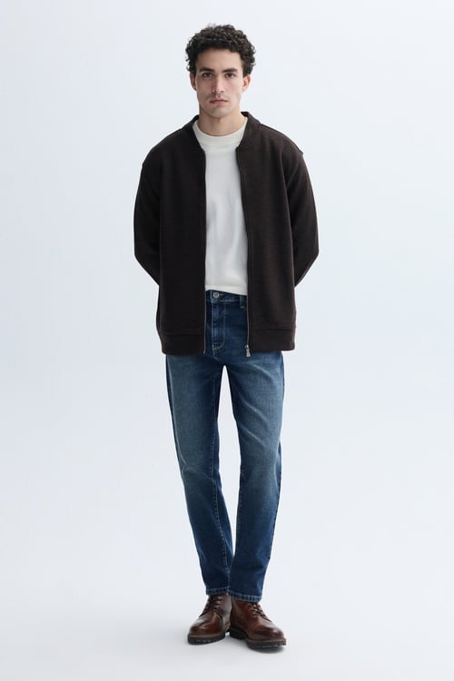 YÜN KARIŞIMLI FERMUARLI CASUAL CEKET