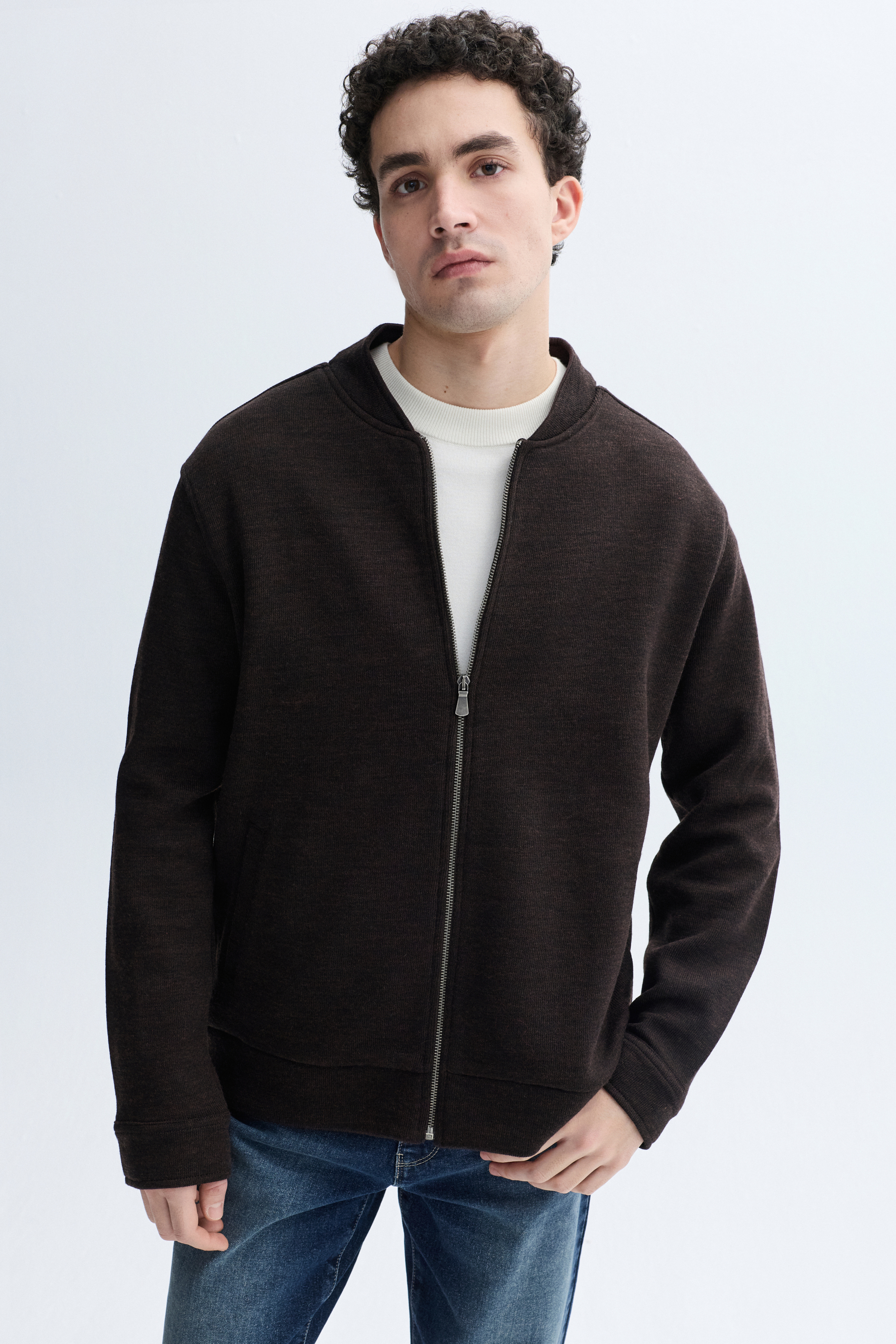 YÜN KARIŞIMLI FERMUARLI CASUAL CEKET