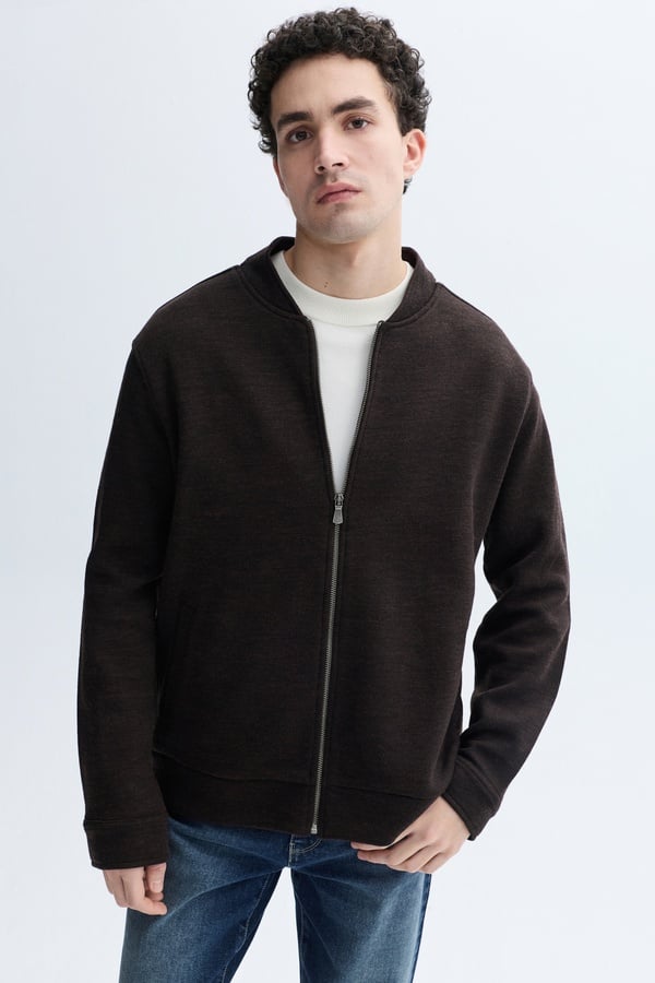 YÜN KARIŞIMLI FERMUARLI CASUAL CEKET