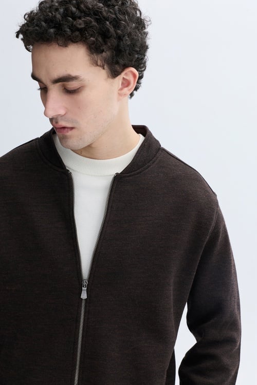 YÜN KARIŞIMLI FERMUARLI CASUAL CEKET